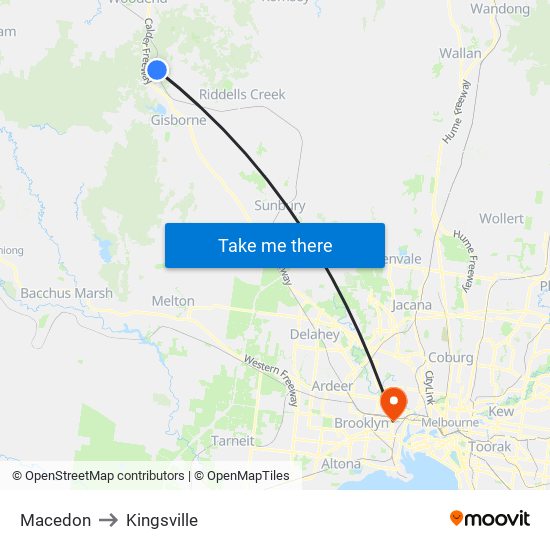 Macedon to Kingsville map