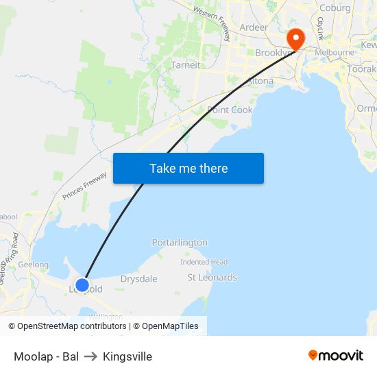 Moolap - Bal to Kingsville map