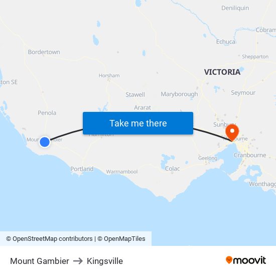 Mount Gambier to Kingsville map