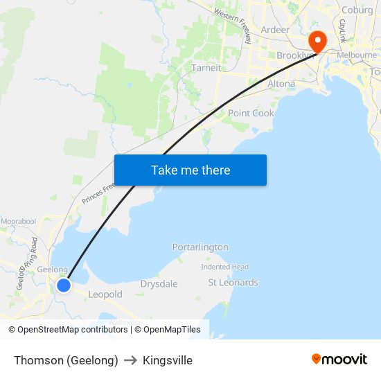 Thomson (Geelong) to Kingsville map