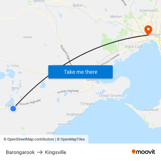 Barongarook to Kingsville map