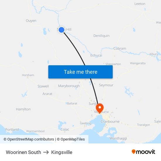 Woorinen South to Kingsville map