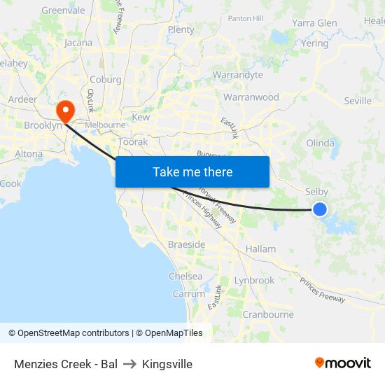 Menzies Creek - Bal to Kingsville map