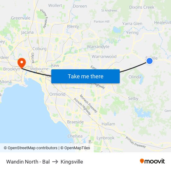 Wandin North - Bal to Kingsville map