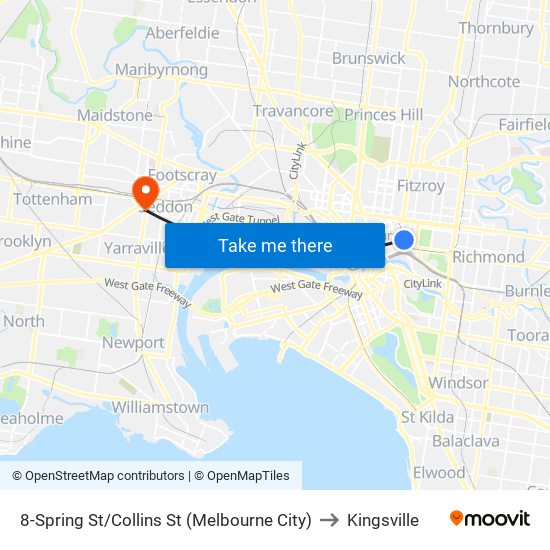 8-Spring St/Collins St (Melbourne City) to Kingsville map