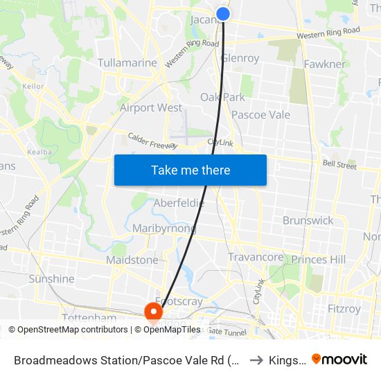 Broadmeadows Station/Pascoe Vale Rd (Broadmeadows) to Kingsville map