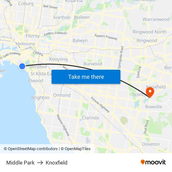 Middle Park to Knoxfield map