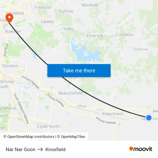 Nar Nar Goon to Knoxfield map