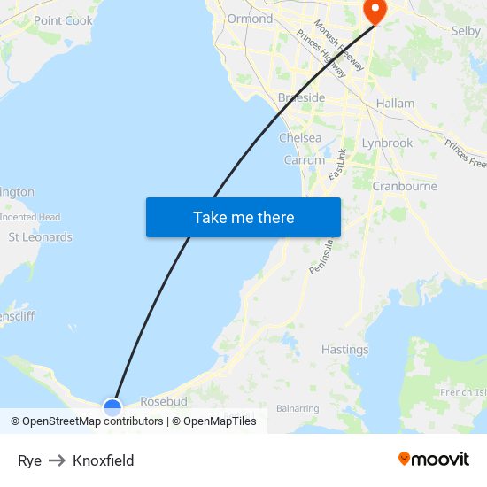 Rye to Knoxfield map