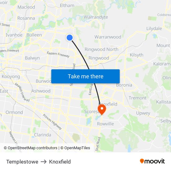 Templestowe to Knoxfield map