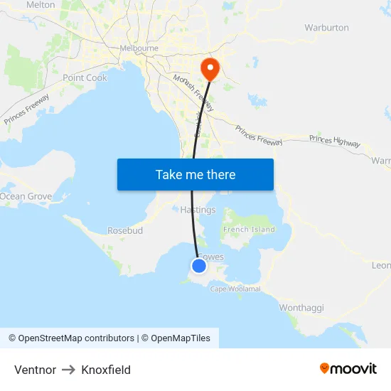 Ventnor to Knoxfield map