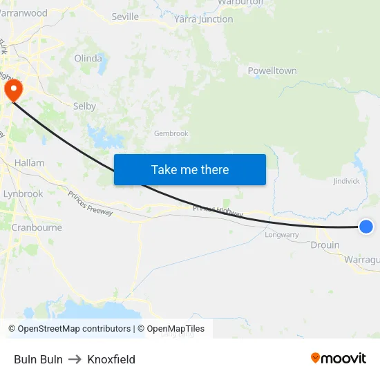 Buln Buln to Knoxfield map