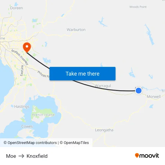 Moe to Knoxfield map