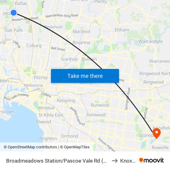 Broadmeadows Station/Pascoe Vale Rd (Broadmeadows) to Knoxfield map