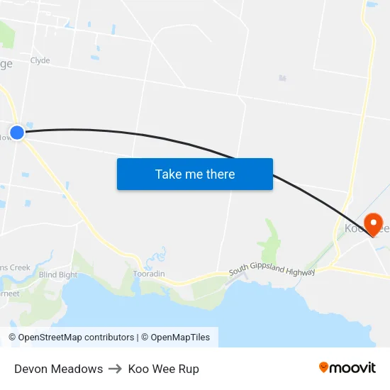 Devon Meadows to Koo Wee Rup map