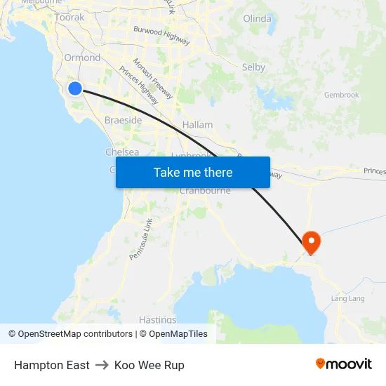 Hampton East to Koo Wee Rup map