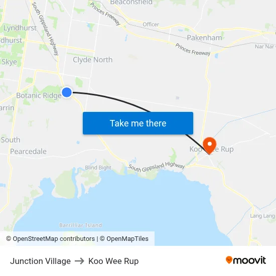 Junction Village to Koo Wee Rup map
