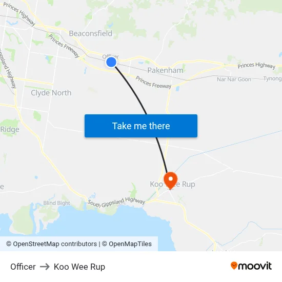 Officer to Koo Wee Rup map