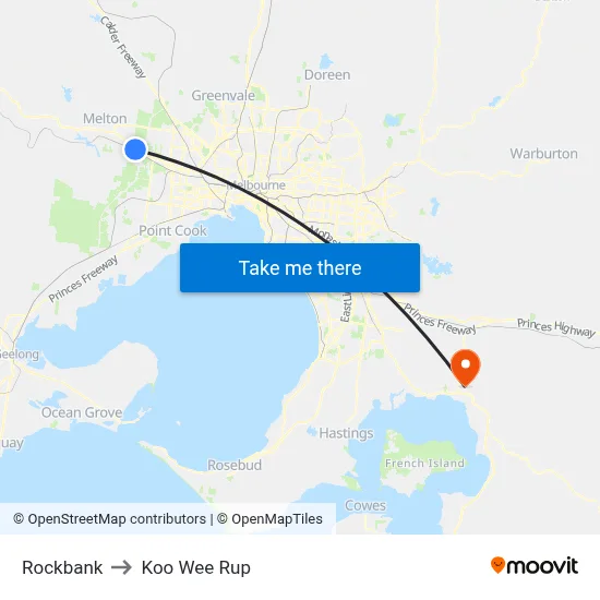 Rockbank to Koo Wee Rup map