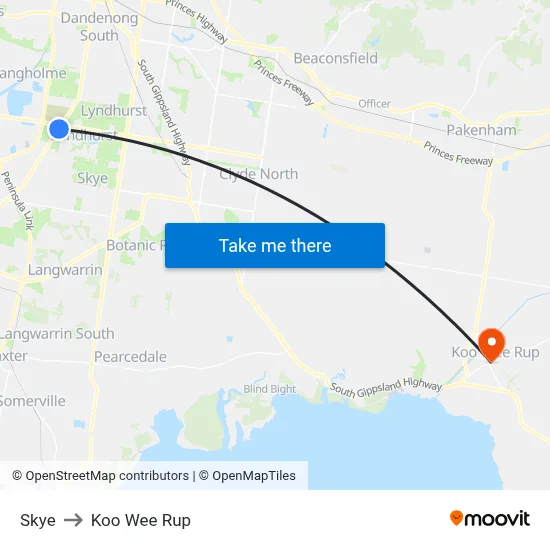 Skye to Koo Wee Rup map