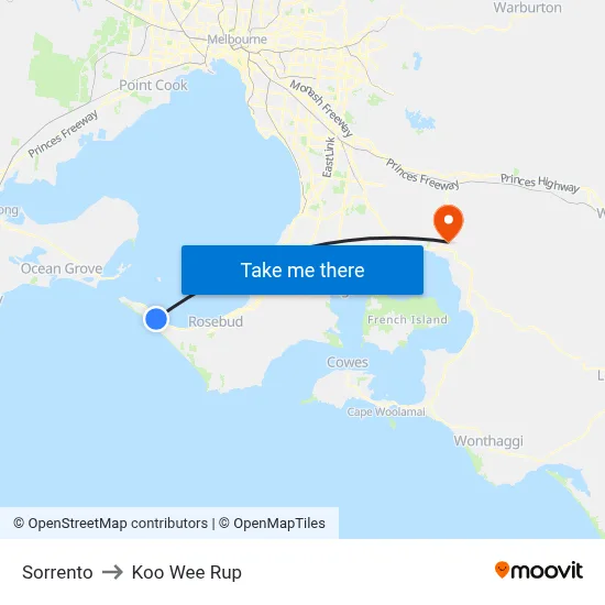 Sorrento to Koo Wee Rup map