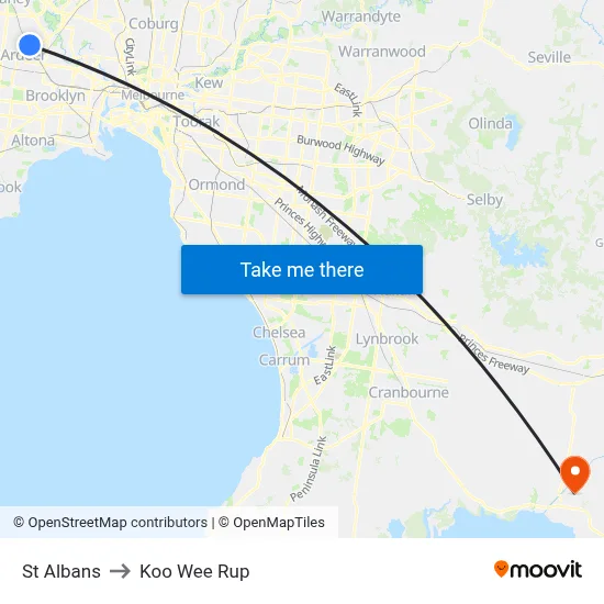 St Albans to Koo Wee Rup map