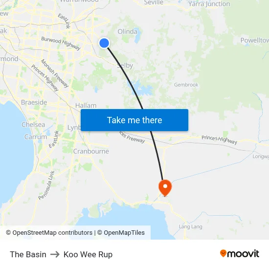 The Basin to Koo Wee Rup map