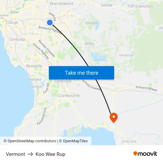 Vermont to Koo Wee Rup map