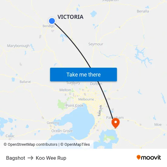 Bagshot to Koo Wee Rup map