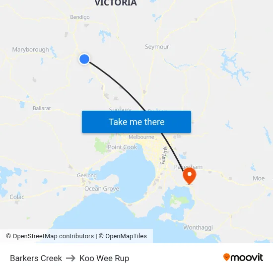 Barkers Creek to Koo Wee Rup map