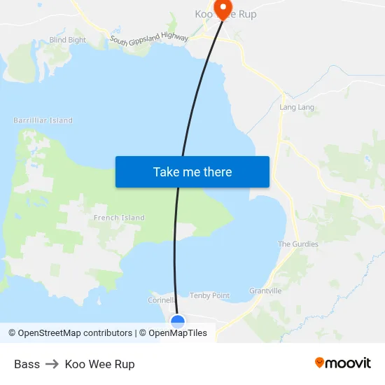 Bass to Koo Wee Rup map