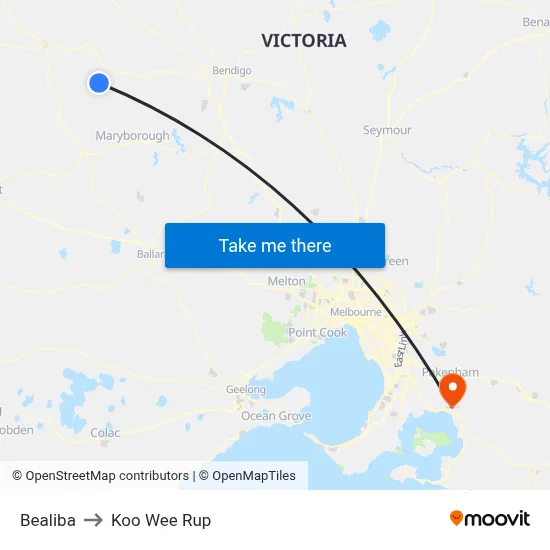 Bealiba to Koo Wee Rup map