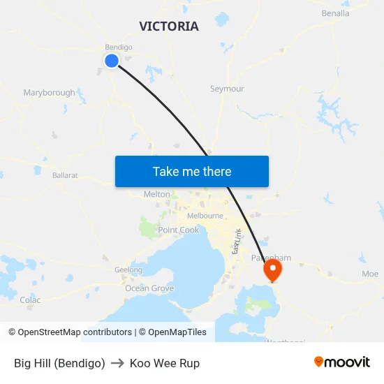 Big Hill (Bendigo) to Koo Wee Rup map