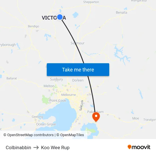 Colbinabbin to Koo Wee Rup map