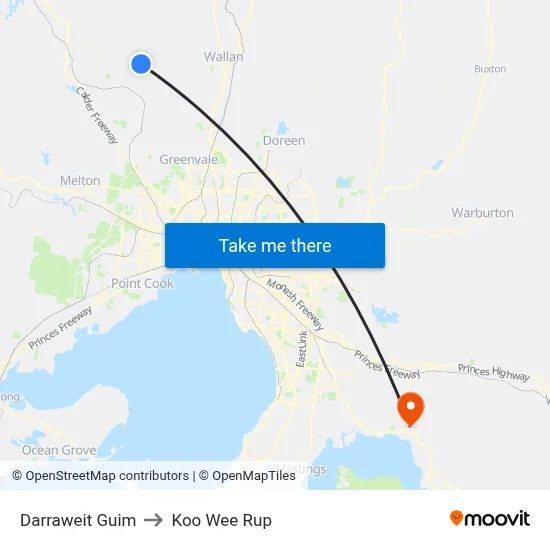Darraweit Guim to Koo Wee Rup map