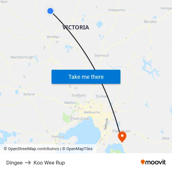 Dingee to Koo Wee Rup map
