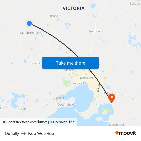 Dunolly to Koo Wee Rup map