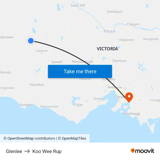 Glenlee to Koo Wee Rup map