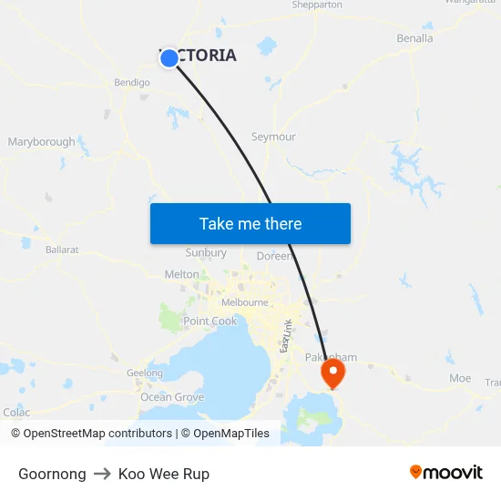 Goornong to Koo Wee Rup map