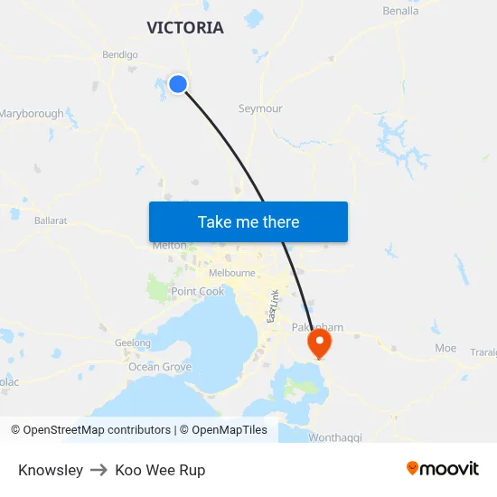 Knowsley to Koo Wee Rup map