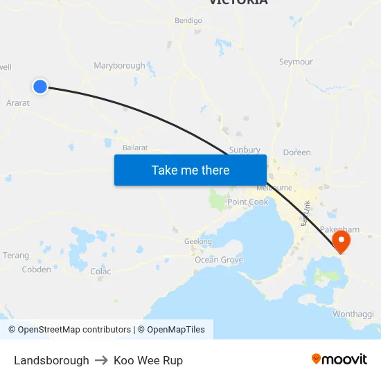 Landsborough to Koo Wee Rup map