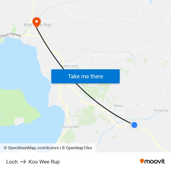 Loch to Koo Wee Rup map