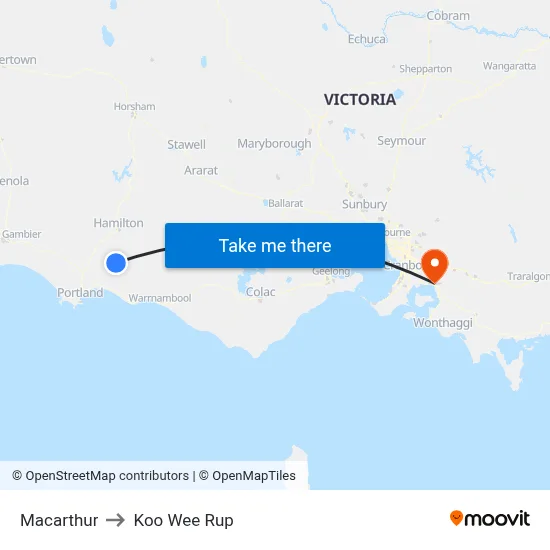 Macarthur to Koo Wee Rup map