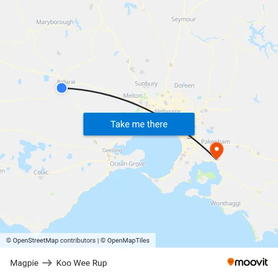 Magpie to Koo Wee Rup map