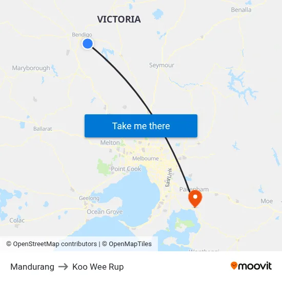 Mandurang to Koo Wee Rup map