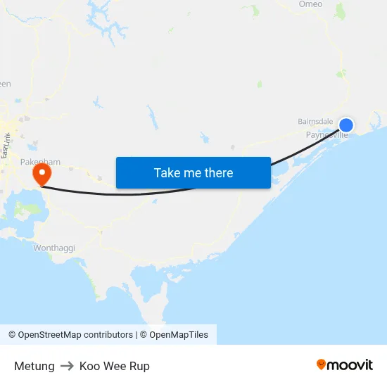 Metung to Koo Wee Rup map