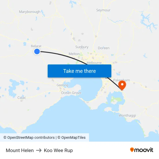 Mount Helen to Koo Wee Rup map