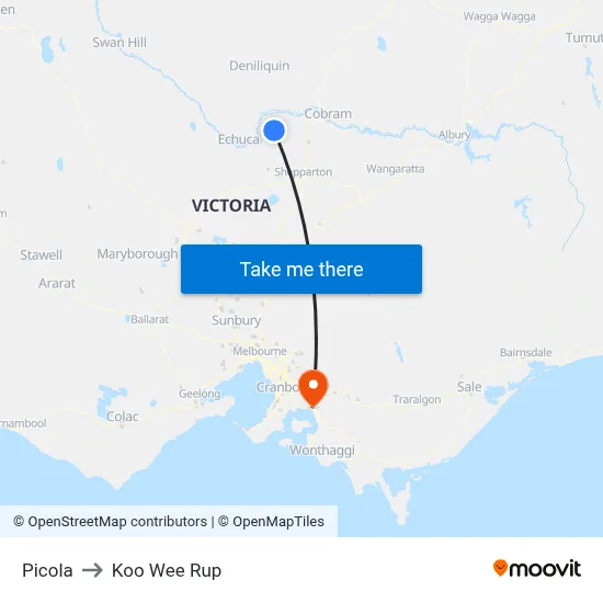 Picola to Koo Wee Rup map
