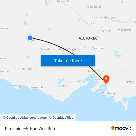 Pimpinio to Koo Wee Rup map