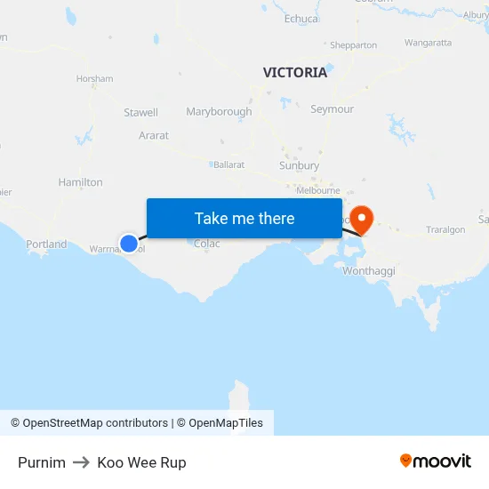 Purnim to Koo Wee Rup map